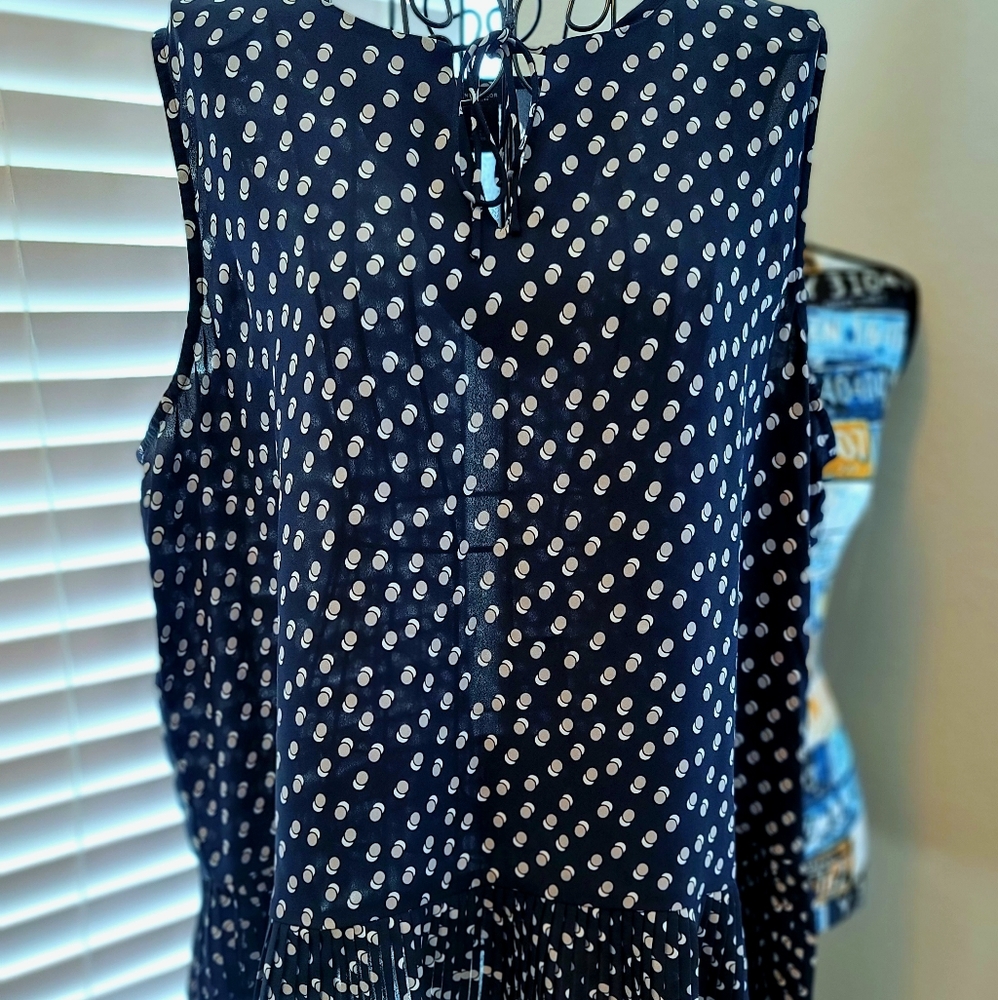 SORRY SOLD OUT Navy Blue Polka Dot Sleeveless Ann Taylor Blouse